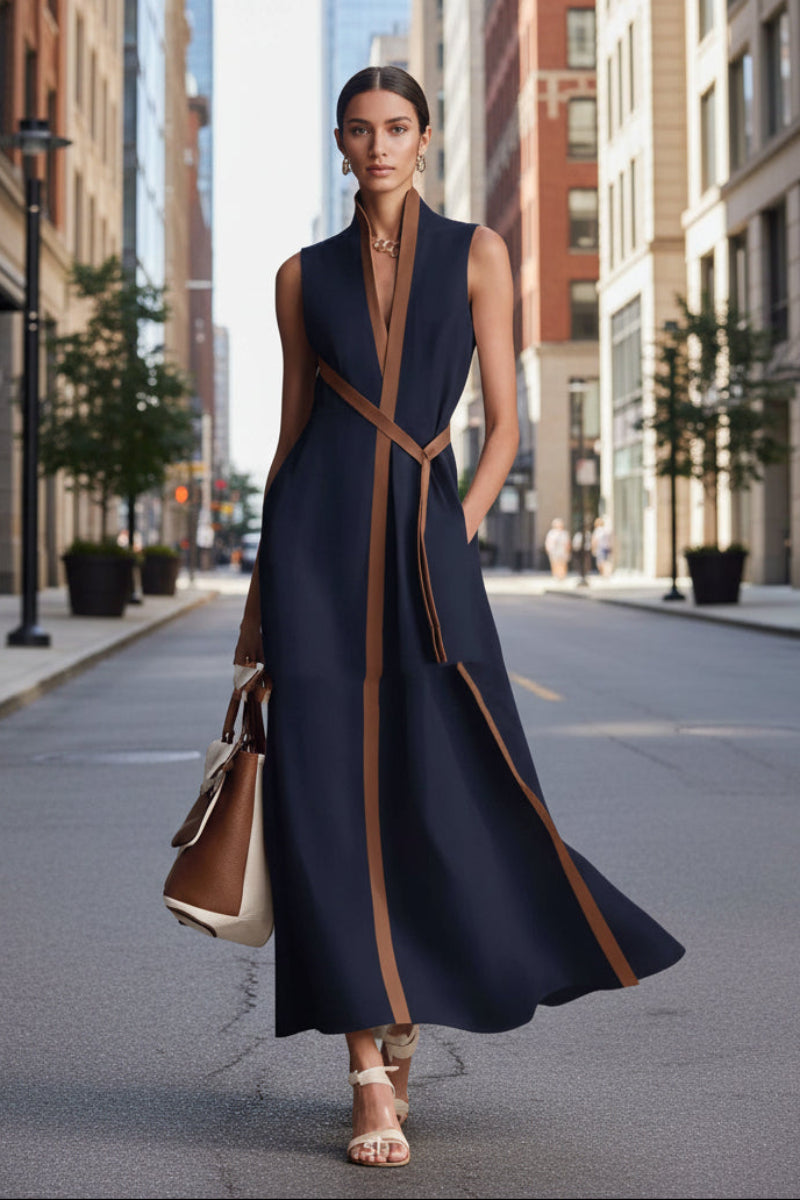 Women's Patchwork Cardigan & Wide Leg Pants Set | Colorblock Linen FitiqueFit