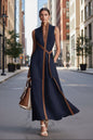 Women's Patchwork Cardigan & Wide Leg Pants Set | Colorblock Linen FitiqueFit