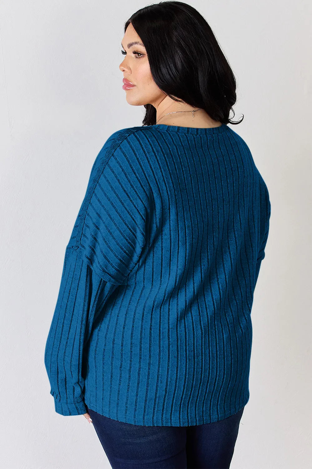 Basic Bae Full Size Ribbed Half Button Long Sleeve T-Shirt New Era Fashion LLc