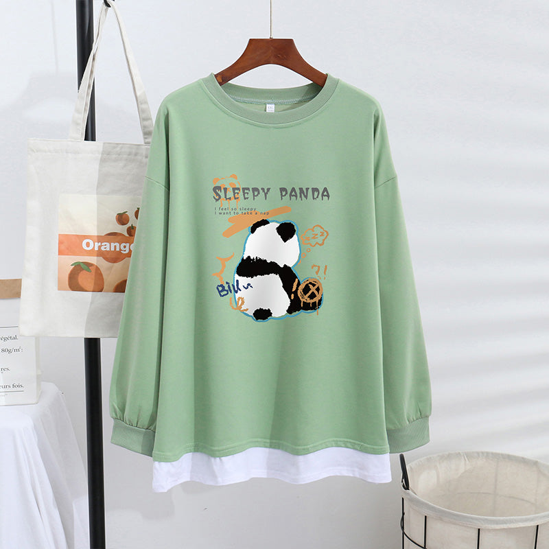 Women's Trendy Sweater Thin Loose Plus Size Fake Two Piece Top See size chart under “more details” The Fashion Celestial