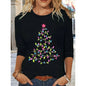 Women’s Long Sleeve Merry Christmas T-Shirt – Cute Christmas Tree Graphic Tee FitiqueFit