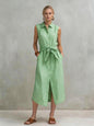 Women's Cotton-Linen Bag-Style Sleeveless Dress – Straight Cut FitiqueFit