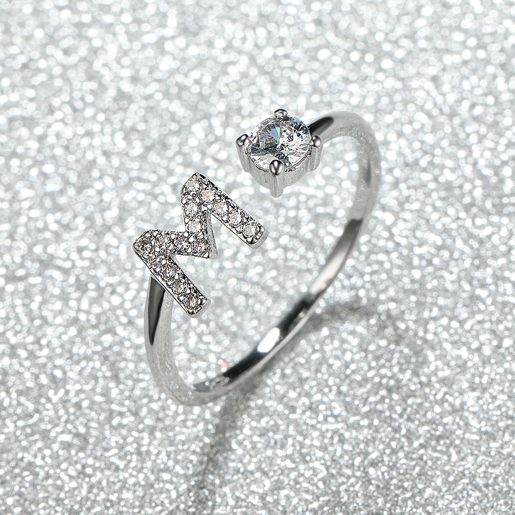 Popular Fashion Silvery AZ Letter Ring Initials Wedding Love Couple Rings Bridesmaid Gift NovaCart