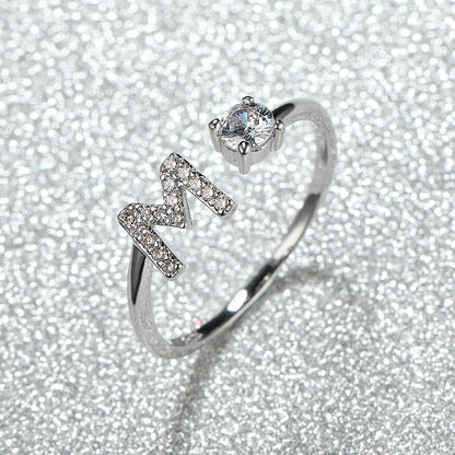 Popular Fashion Silvery AZ Letter Ring Initials Wedding Love Couple Rings Bridesmaid Gift NovaCart