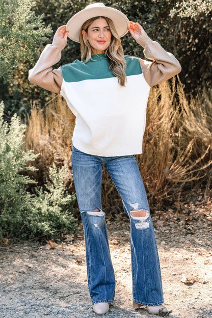 Colorblock Ribbed Knit Long Sleeve Sweater Shop Style & More | Fresh Looks, Everyday Deals & Free Shipping