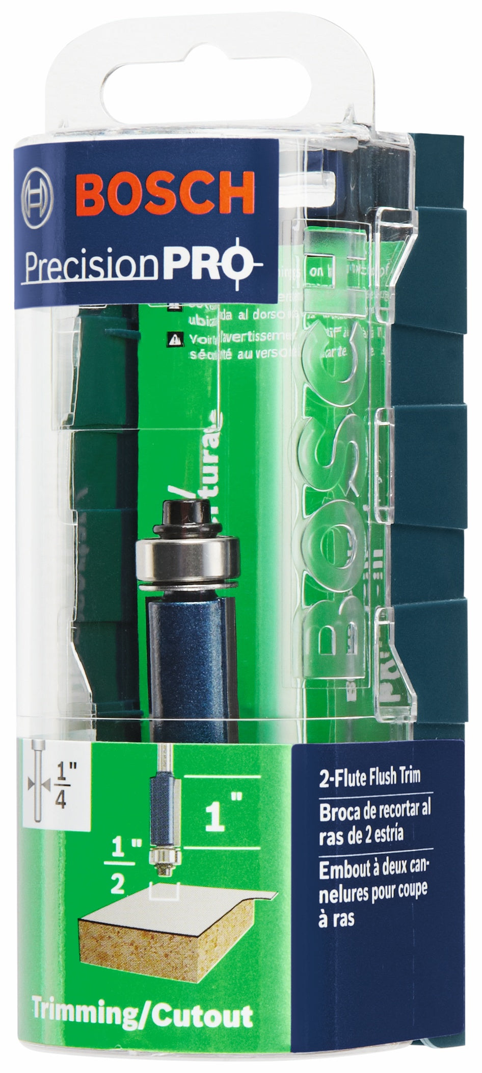 BOSCH 85266MC 1/2 In. x 1 In. Carbide-Tipped Double-Flute Flush Trim Router Bit VM Hardware