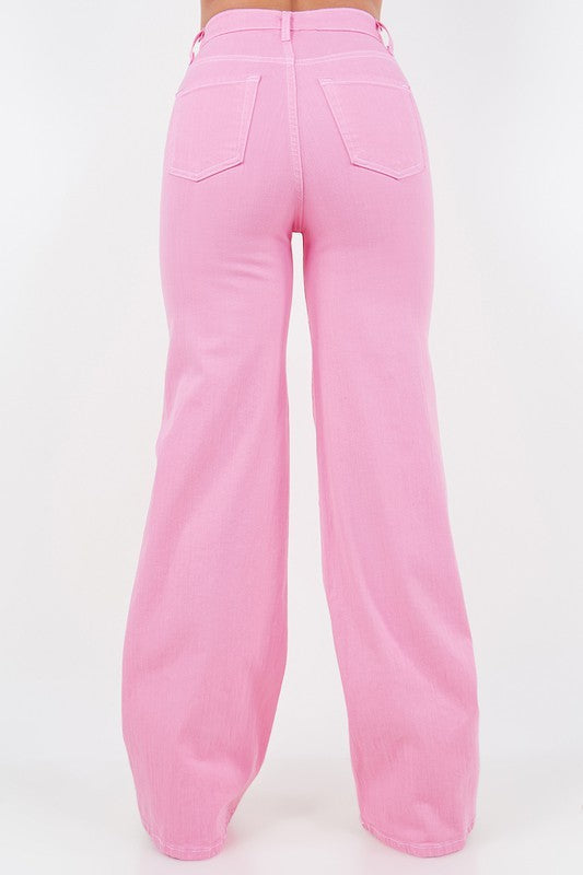 Wide Leg Jean in Bubblegum Pink Kacee Lillie Boutique
