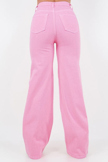 Wide Leg Jean in Bubblegum Pink Kacee Lillie Boutique