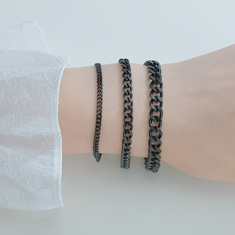 3/5/7/mm Fashion Simple Stainless Steel Cuban Chain Bracelet For Men And Women NovaCart
