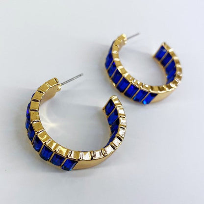 In and out Baguette Stones Small Hoop Earrings Shop Style & More | Fresh Looks, Everyday Deals & Free Shipping