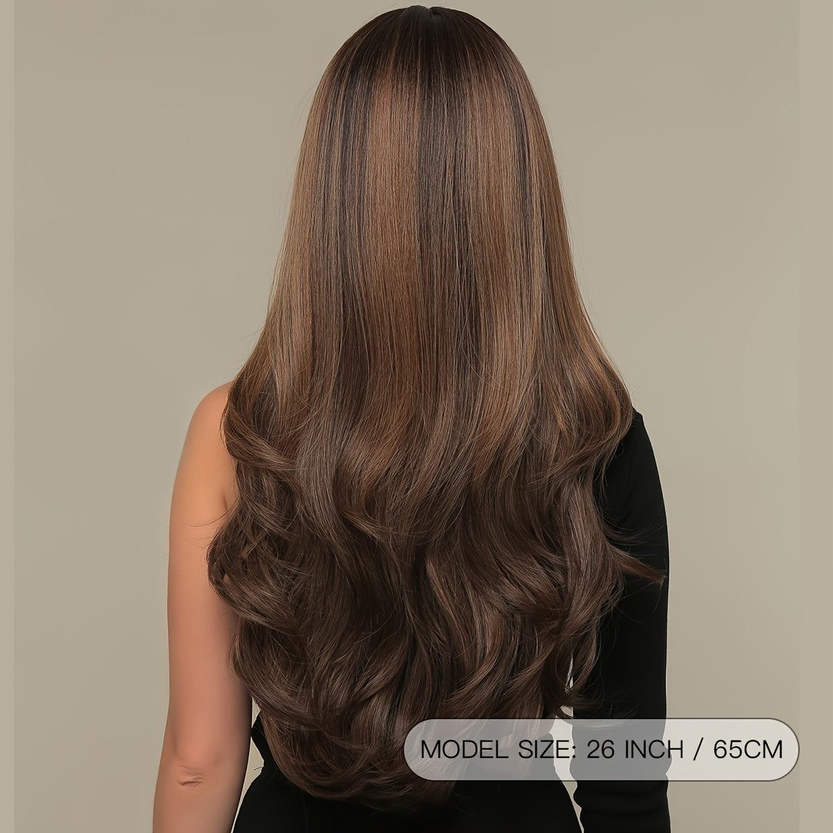 Long Wavy Brown Wig - Natural Style Synthetic Wig with Bangs and Curly Hair for Women NovaCart