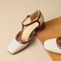 Women's Leather T-Strap Mule Sandals FitiqueFit