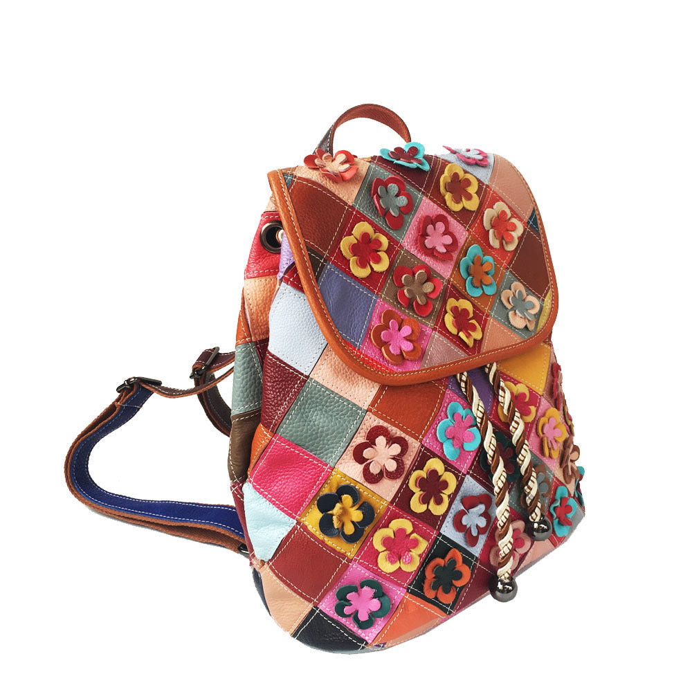 Stitching Rhombus Retro Women's Bag Leather Backpackage Backpack See size chart under “more details” The Fashion Celestial