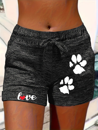 Women's Printed Elastic Waist Cropped Shorts With Pockets FitiqueFit
