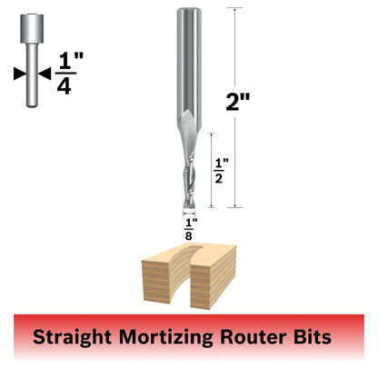 BOSCH 85908MC 1/8 In. x 1/2 In. Solid Carbide Double-Flute Upcut Spiral Router Bit VM Hardware