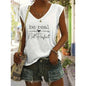 Women's V-Neck Slogan Print Short Sleeve T-Shirt Casual Comfort Top For Summer FitiqueFit