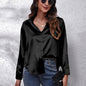 Hot Style In-Kind Shooting Satin Shirt Women'S Satin Imitation Long-Sleeved Shirt New European And American Cross-Border Women'S Clothing NovaCart