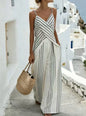 Women's Striped V-Neck Sleeveless Two-Piece Set FitiqueFit
