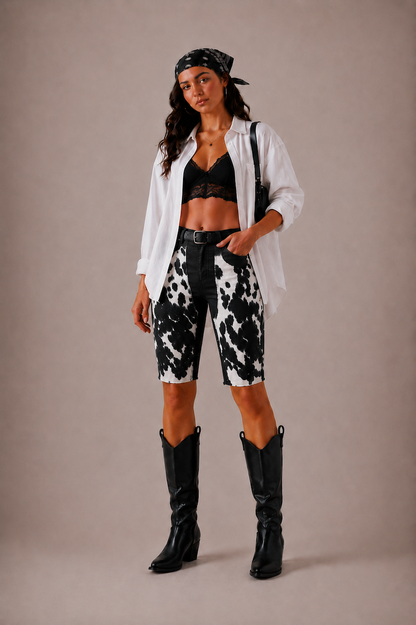 Rodeo Capri Short in Black GJG DENIM