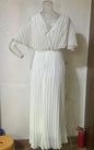 Women's Solid Color And V-neck Bat Sleeve High Waist Dress See size chart under “more details” The Fashion Celestial