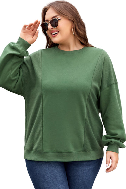 Apricot Loose Patchwork Crewneck Plus Size Sweatshirt Garden Naked Curves