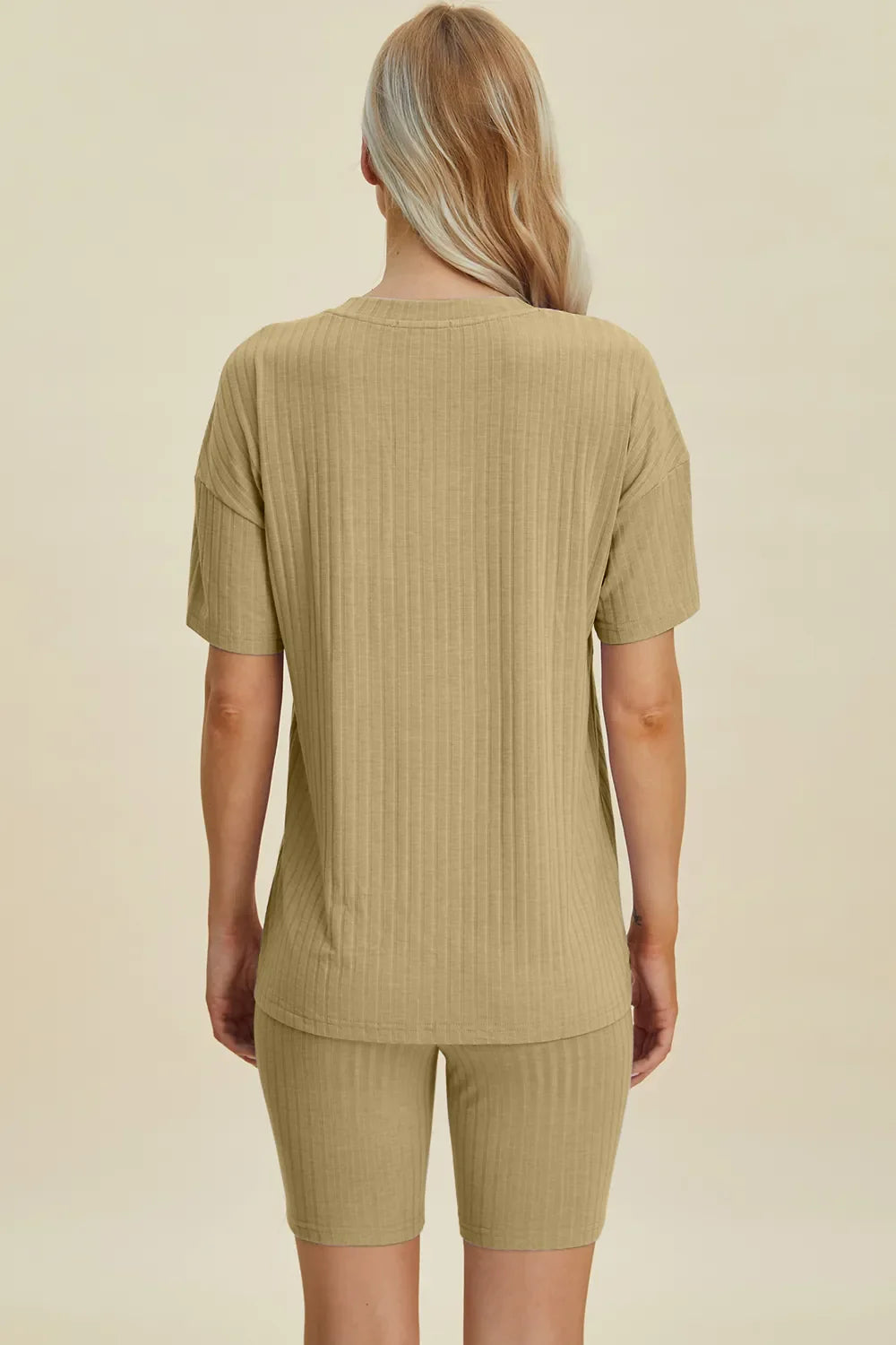 Basic Bae Full Size Ribbed V-Neck Short Sleeve Top and Shorts Set New Era Fashion LLc