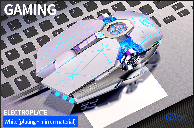 Silvery Carved Wired Mouse for E-Sports Gaming, Silent and Sound Chicken-Eating Mouse Macro for Desktops and Laptops NovaCart