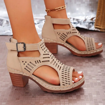 Open Toe Block Heel Sandals New Era Fashion LLc
