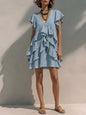 Women's V-Neck Ruffle Sleeve Casual Loose Dress FitiqueFit