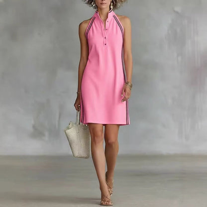 Women’s Sleeveless Button-Up Collar Shirt Dress FitiqueFit