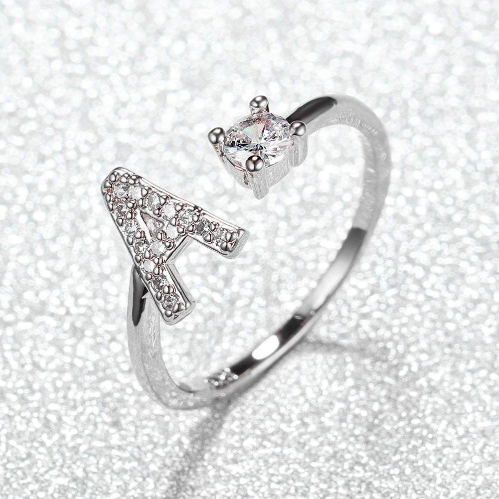 Popular Fashion Silvery AZ Letter Ring Initials Wedding Love Couple Rings Bridesmaid Gift NovaCart