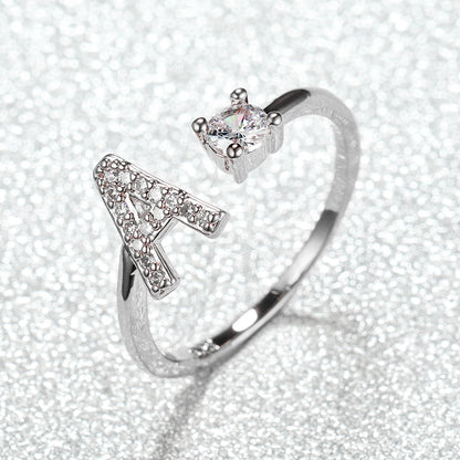 Popular Fashion Silvery AZ Letter Ring Initials Wedding Love Couple Rings Bridesmaid Gift NovaCart