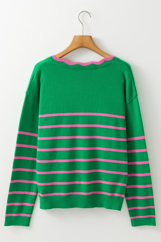Stripe Cute Bow Detail Sweater Knit Cardigan Shop Style & More | Fresh Looks, Everyday Deals & Free Shipping