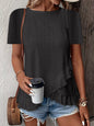Women’s Casual Solid Color Short Sleeve Crew Neck Top FitiqueFit