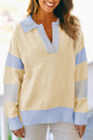 Stripe Colorblock Collared Drop Shoulder Sweater Shop Style & More | Fresh Looks, Everyday Deals & Free Shipping