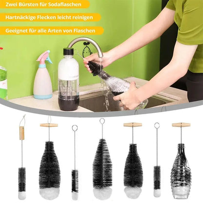 Soda Stream Bottle Brush with Beechwood Handle Glassware Jars Cleaner Kitchen Cleaning Tool Drink Bottle Cup Cleaning Brush