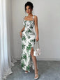 Printed Tie Strap Slit Maxi Dress New Era Fashion LLc