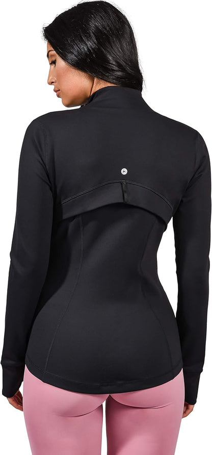 Full Zip Running Track Jacket Lightweight Athletic Slim Fit Jacket with Thumbholes