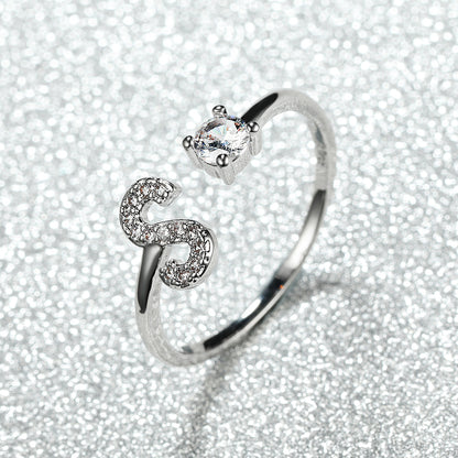 Popular Fashion Silvery AZ Letter Ring Initials Wedding Love Couple Rings Bridesmaid Gift NovaCart