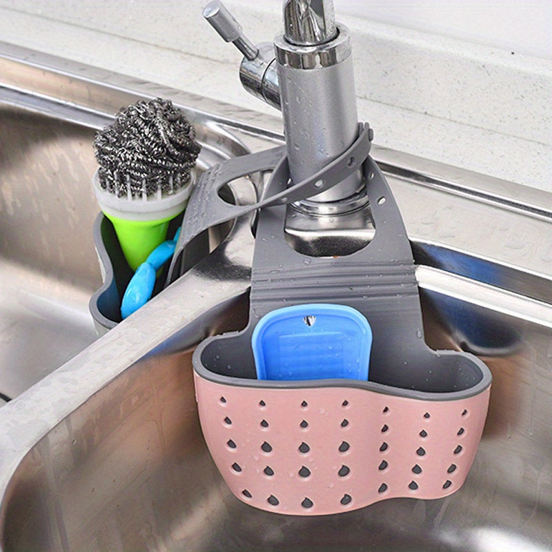 1 Pc Multifunctional Sink Sponge Rack With Adjustable Shoulder Strap - Hanging Bag, Organize And Drain Your Sponge With Ease - For Kitchen & Bathroom - Perfect For Home Organization - Ideal Gift For Housewarming NovaCart