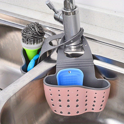 1 Pc Multifunctional Sink Sponge Rack With Adjustable Shoulder Strap - Hanging Bag, Organize And Drain Your Sponge With Ease - For Kitchen & Bathroom - Perfect For Home Organization - Ideal Gift For Housewarming NovaCart