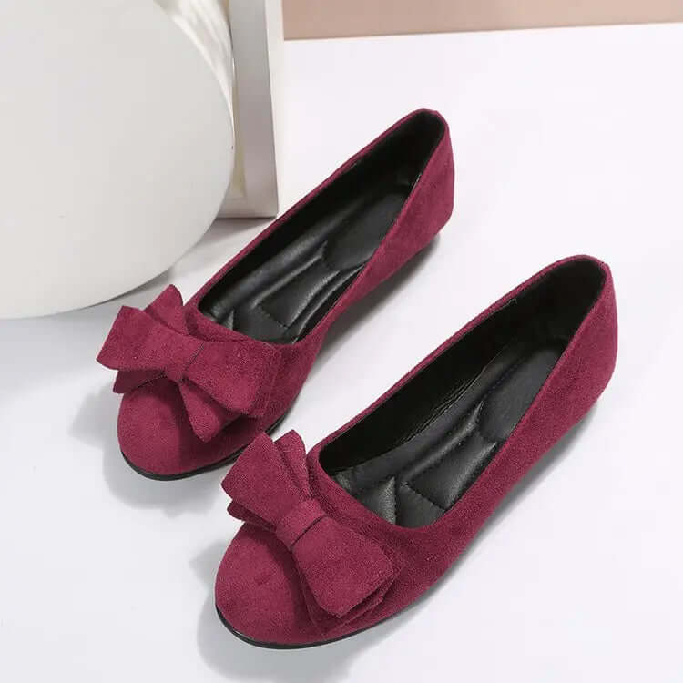 Women's Bow Flat Shoes Plus Size - Suede Casual Gommino SnagBag