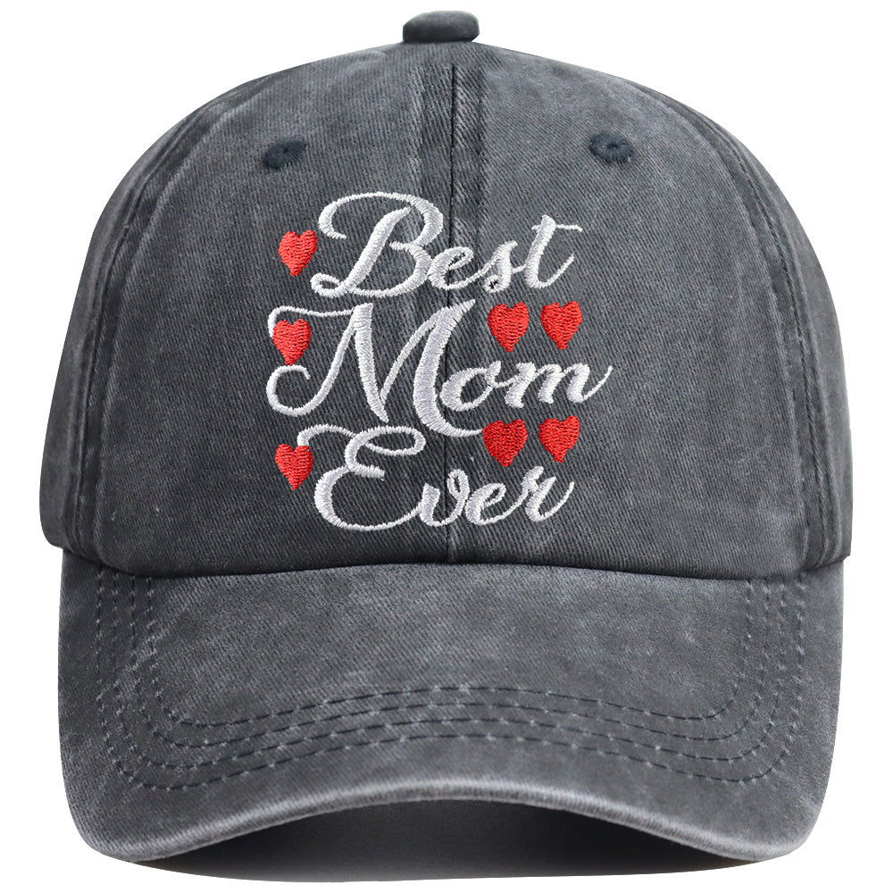 Best Mom Ever Adjustable Embroidered Wash Cotton Cap FitiqueFit
