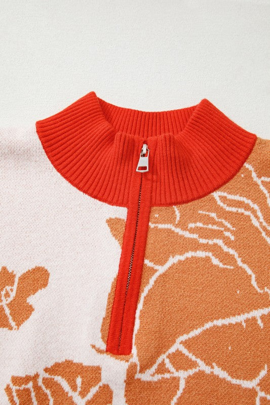 Floral Half Zip Collared Pullover Sweater Shop Style & More | Fresh Looks, Everyday Deals & Free Shipping