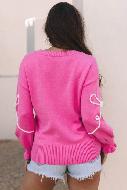 Bow Corded Floral Ribbed Trim Sweater Shop Style & More | Fresh Looks, Everyday Deals & Free Shipping