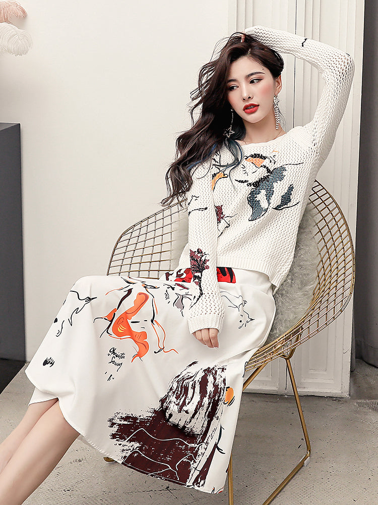New Women's Skirt Knit Two-piece Suit See size chart under “more details” The Fashion Celestial