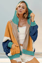 Double Take Full Size Color Block Zip Up Hoodie See size chart under “more details” The Fashion Celestial