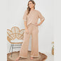 New Knitting Suit Sweater Suit Short Sleeve Pullover Wide Leg Pants Grayceful LLC