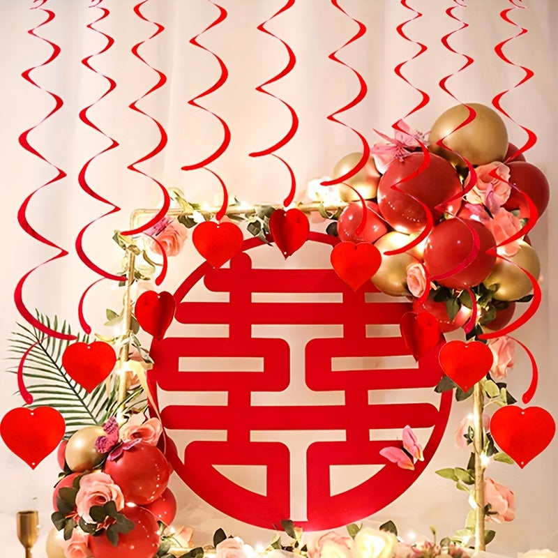 6pcs Heart Spiral Hanging Decorations - Perfect for Holiday Parties & Celebrations, Perfect for Winter, New Year NovaCart