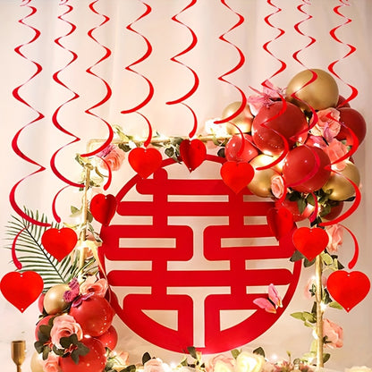 6pcs Heart Spiral Hanging Decorations - Perfect for Holiday Parties & Celebrations, Perfect for Winter, New Year NovaCart